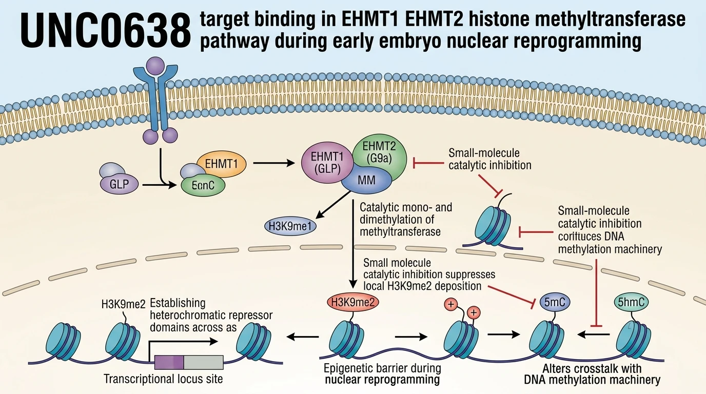 UNC0638 target binding in EHMT1 EHMT2 histone methyltransferase pathway during early embryo nuclear reprogramming