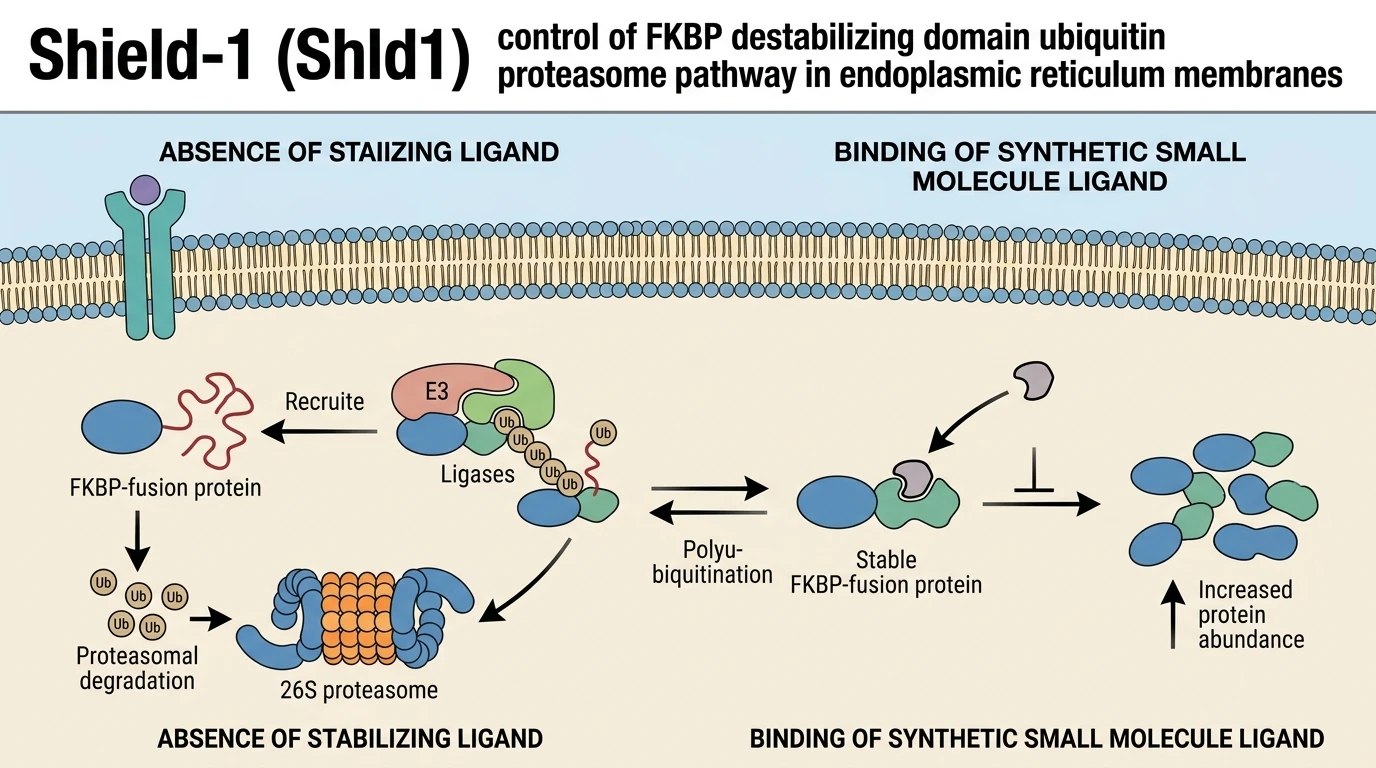 Shield-1 Shld1 control of FKBP destabilizing domain ubiquitin proteasome pathway in endoplasmic reticulum membranes